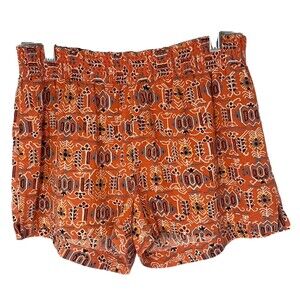 Madewell Kingston Smocked Cover Up Cotton Shorts Hula Flower Coral Size XS